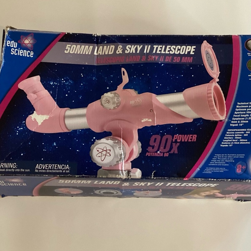 New Edu Science Pink 50mm Land & Sky Ll Telescope 90xpower with Tripod